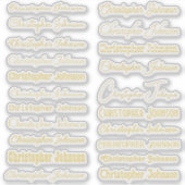 Stijlvolle naam Handtekening Gold Text Script Kiss Sticker (Voorkant)