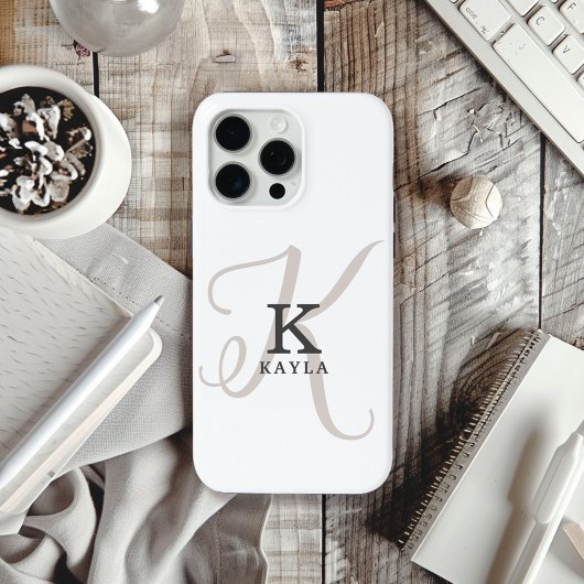 Stijlvolle naam met kalligrafie Monogram op wit Case-Mate iPhone Case