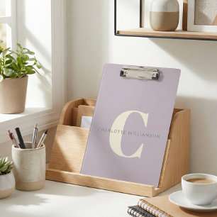 Stijlvolle naam met monogram Stof Lilac Klembord
