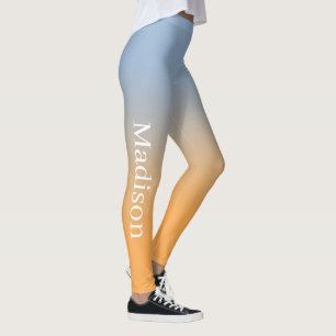Stijlvolle naam op lichtblauw naar Oranje verloop Leggings