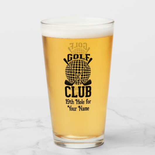 Stijlvolle Named Club Logo Pattern Golf Bar Glas (Voorkant gevuld)