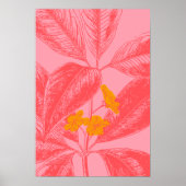 Stijlvolle Natuur met botanische lef in roze en ro Poster (Voorkant)