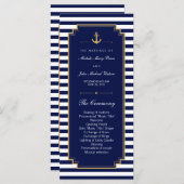 Stijlvolle Nautical Blue Wedding Program Rack Kaar Programma (Voorkant / Achterkant)
