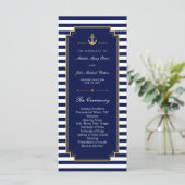 Stijlvolle Nautical Blue Wedding Program Rack Kaar Programma (Staand voorkant)
