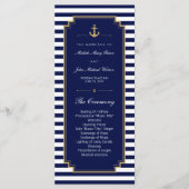 Stijlvolle Nautical Blue Wedding Program Rack Kaar Programma (Voorkant)