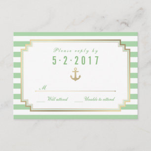 Stijlvolle Nautical Custom Mint White RSVP-kaart RSVP Kaartje