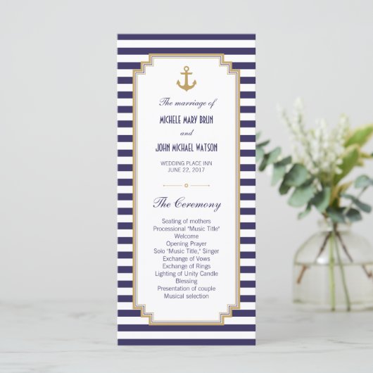 Stijlvolle Nautical Wedding Program Rack-Kaarten Programma (Staand voorkant)