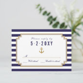 Stijlvolle Nautical Wedding RSVP Kaart (Staand voorkant)
