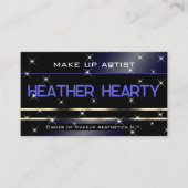 Stijlvolle Navy Blauw Goud Glitter Sterren QR Code Visitekaartje (Voorkant)