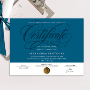 Stijlvolle Navy Blauwe Certificaat Erkenning Award Poster
