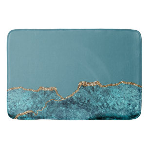 Stijlvolle Navy Blauwe Gouden Agaat Geode Chic Badmat