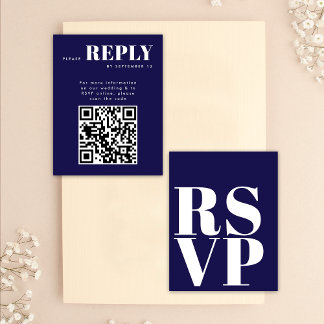 Stijlvolle Navy Blauwe RSVP Kaarten voor Huwelijks Kaartje