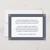 Stijlvolle Navy Blue & Gold Lijst Classic Typograf Bedankkaart (Achterkant)