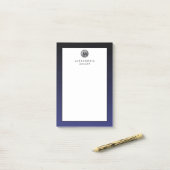 Stijlvolle Navy Blue Silver Monogram Post-it Notes (Op bureau)