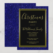 Stijlvolle Navy Glitter, Gold Framed Christmas Par Kaart (Voorkant / Achterkant)