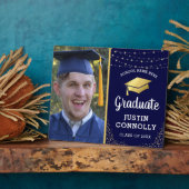 Stijlvolle Navy & Gold Class van 2025 Afstuderen F Fotoplaat (Zijkant)