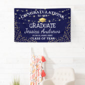 Stijlvolle Navy & Gold Class van 2025 Afstuderen Spandoek (Insitu)