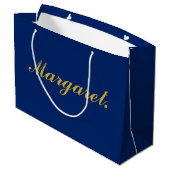Stijlvolle Navy Grote Gepersonaliseerde Cadeautas (Achterkant Gekanteld)