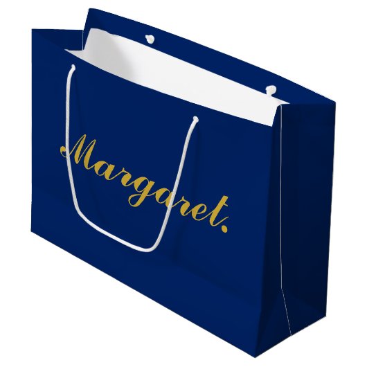 Stijlvolle Navy Grote Gepersonaliseerde Cadeautas (Voorkant Gekanteld)
