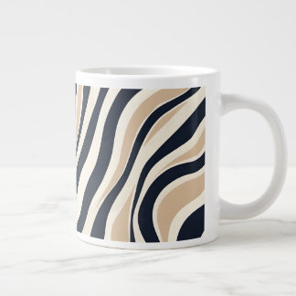 Stijlvolle neutrale beige en houtskool Abstract Extra Grote Beker