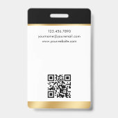 Stijlvolle notaris foto QR Code ID Zwart Goud Badge (Back)