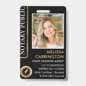 Stijlvolle notaris foto QR Code ID Zwart Goud Badge (Front)