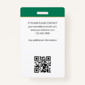 Stijlvolle Notaris Openbare Foto QR Code ID Groene Badge (Achterkant)