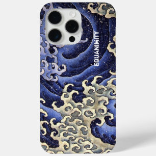 Stijlvolle oceaangolven marine blauw en ivoor iPhone 15 pro max hoesje