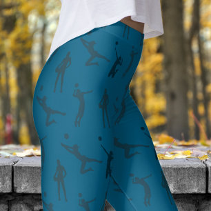 Stijlvolle Ocean Blue Dames Volleybal Patroon Leggings