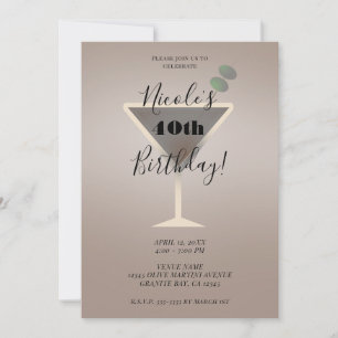 Stijlvolle Olijf Martini Glam Cocktail Verjaardags Kaart