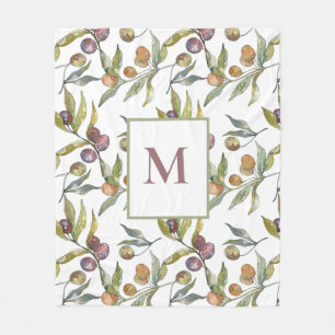 Stijlvolle olijftak Monogram Fleece Blanket Deken