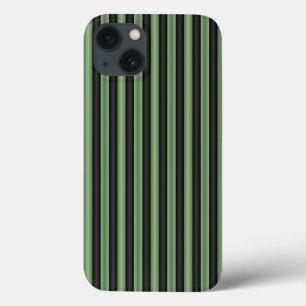 Stijlvolle  Olive Sage Groen Zwart 3D Gestreept iPhone 13 Hoesje