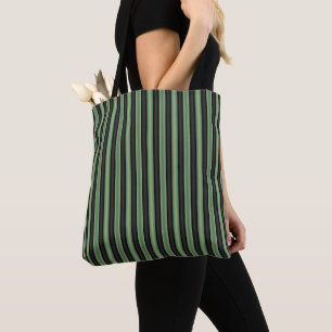 Stijlvolle Olive Sage Groen Zwart 3D Gestreept Draagtas
