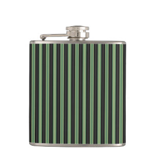 Stijlvolle Olive Sage Groen Zwart 3D Gestreept Heupfles