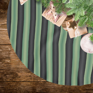 Stijlvolle Olive Sage Groen Zwart 3D Gestreept Kerstboom Rok
