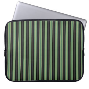 Stijlvolle Olive Sage Groen Zwart 3D Gestreept Laptop Sleeve