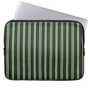 Stijlvolle  Olive Sage Groen Zwart 3D Gestreept Laptop Sleeve