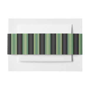Stijlvolle Olive Sage Groen Zwart 3D Gestreept Uitnodigingen Wikkel