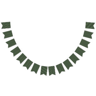 Stijlvolle Olive Sage Groen Zwart 3D Gestreept Vlaggetjes