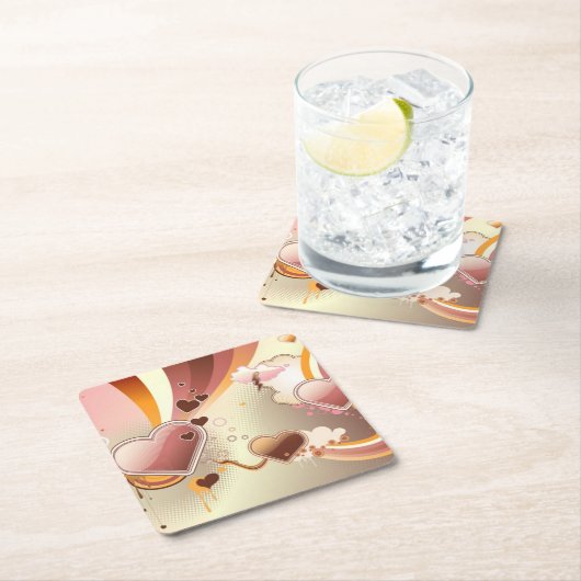 Stijlvolle ontwerpachtergrond vierkante kartonnen onderzetter (Insitu)