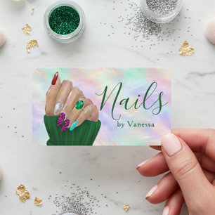 Stijlvolle Opal Iridescente Manicurist Nagelkunste Visitekaartje