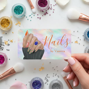 Stijlvolle Opal Iridescente Nagelkunst Manicurist  Visitekaartje