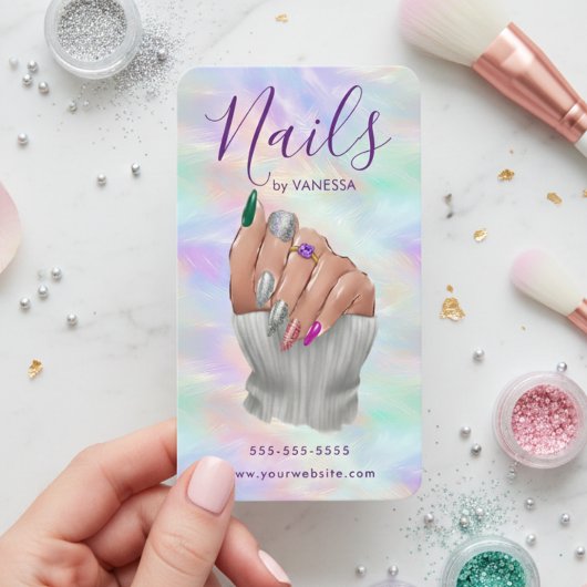 Stijlvolle Opal Nagelstudio Manicurist Kunstenaar Visitekaartje