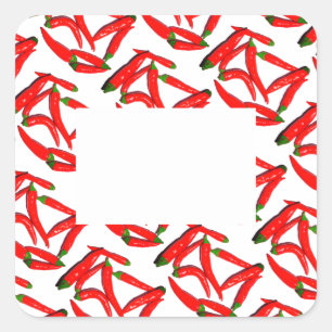 Stijlvolle, opvallende rode, groene Chili Pepper Vierkante Sticker
