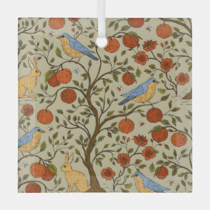 Stijlvolle oranje appels aan bruine bomen ontwerp glas ornament
