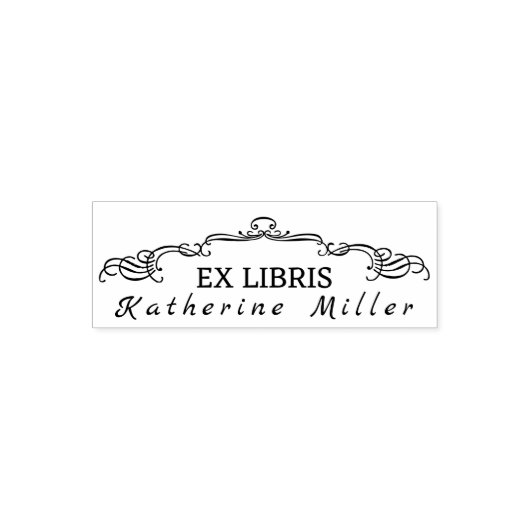 Stijlvolle, ornamental Ex Libris Custom Library Bo Zelfinktende Stempel (Design)