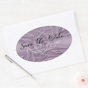 Stijlvolle oude lavendelstreken "Save the Date" Ovale Sticker