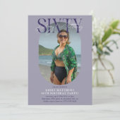 Stijlvolle ovale foto en handtekening 60e verjaard kaart (Staand voorkant)