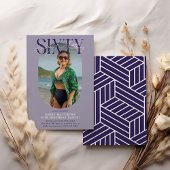 Stijlvolle ovale foto en handtekening 60e verjaard kaart