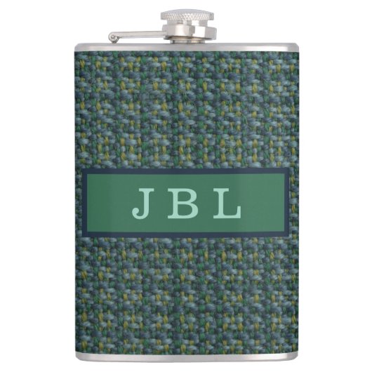 Stijlvolle Oxford Tweed Monogram Heupfles (Voorkant)